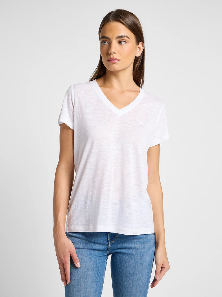 Lee Dömubolur V Neck Bright White