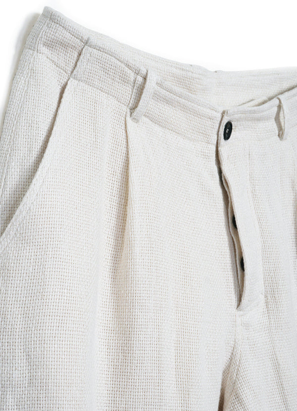 Bobby Wide Pleated Trouser Off White