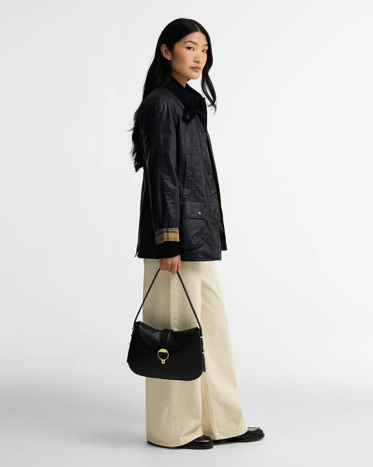 Babour Leather Shoulder Bag Black