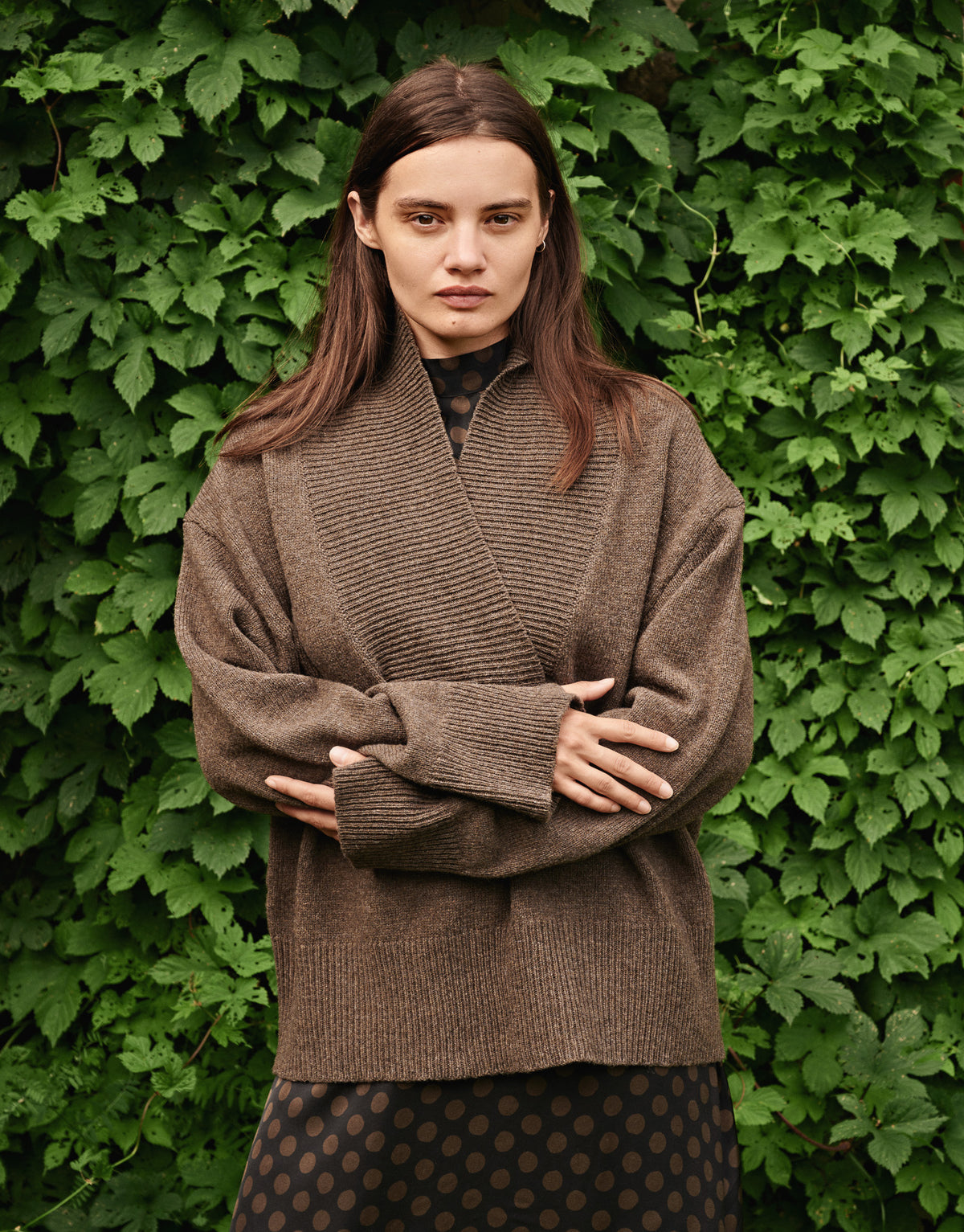 Nygardsanna Shawl Collar Sweater - Taupe