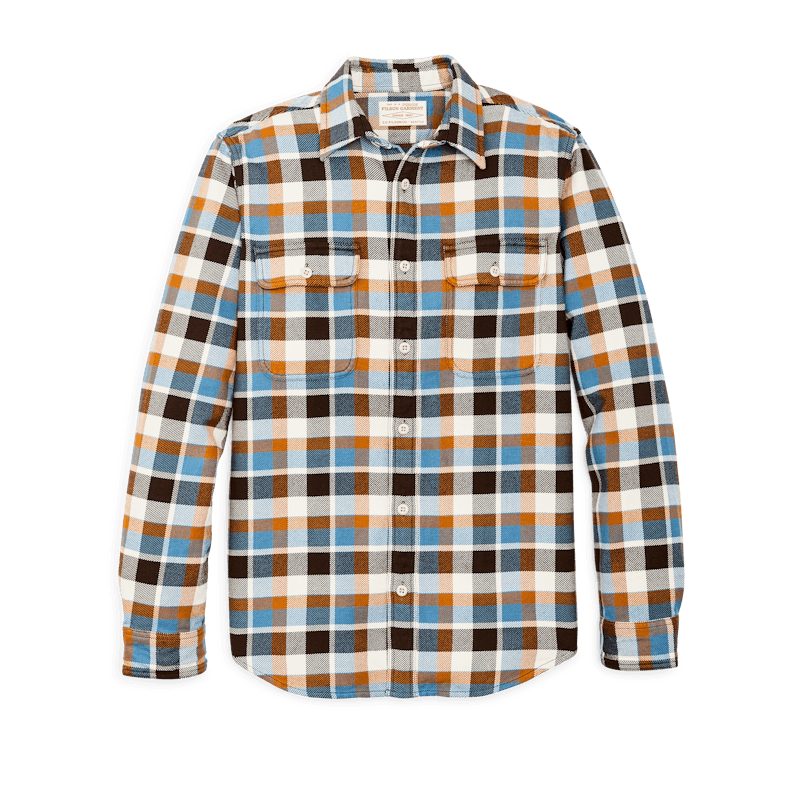 Filson Skyrta - Vintage Flannel Work Shirt - Brown/Cream/Ochr