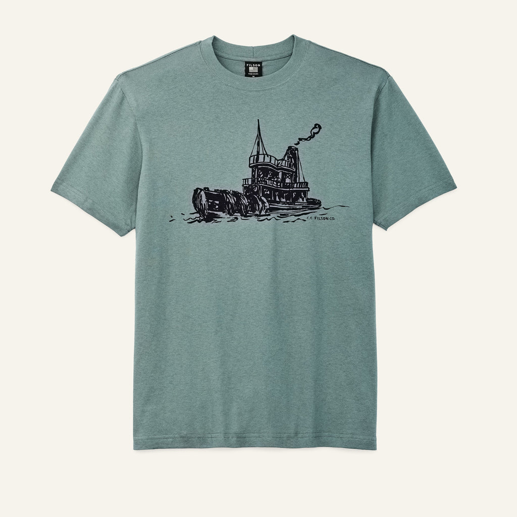 Filson Stuttremabolur Pioneer Graphic T-shirt - Smoke Green/ Towboat