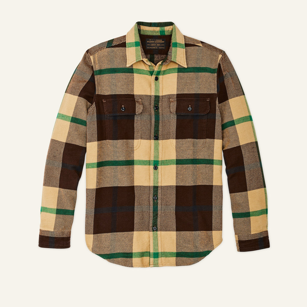 Filson Skyrta - Vintage Flannel Work Shirt - Tan Green Coffee