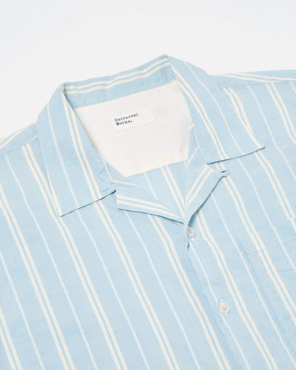 Universal Works Stuttermaskyrta - Camp Shirt - Blue Nisi