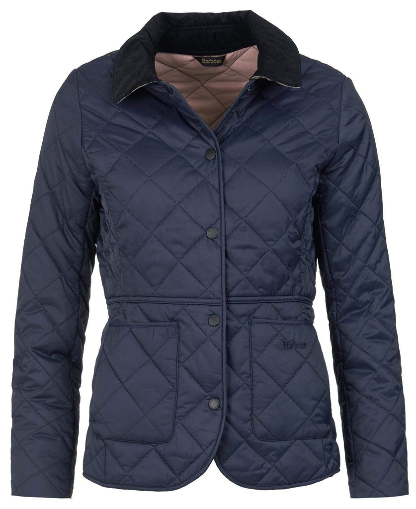 Barbour Vatteraður Dömujakki - Deveron Quilt - Navy/Pale Pink