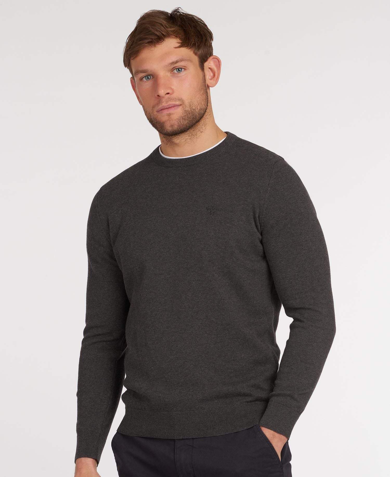 Barbour Peysa - Pima Cotton Crew Neck - Charcoal - Kormákur & Skjöldur
