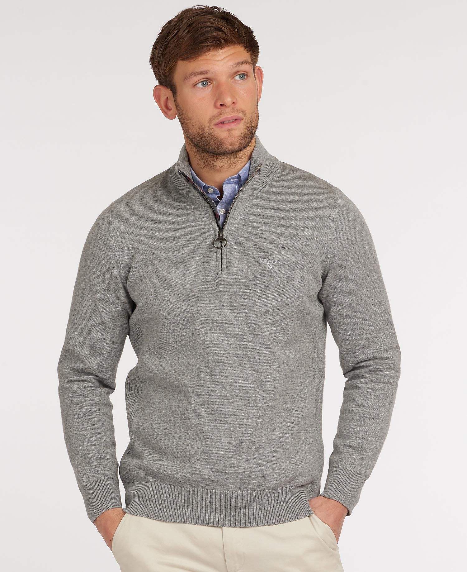 Barbour Peysa - Cotton Half Zip - Grey Marl - Kormákur & Skjöldur