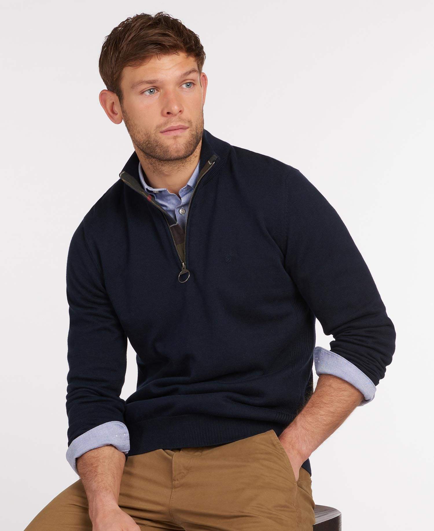 Barbour Peysa - Cotton Half Zip - Navy - Kormákur & Skjöldur