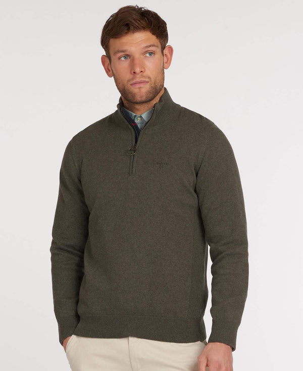 Barbour Peysa - Cotton Half Zip - Olive Marl