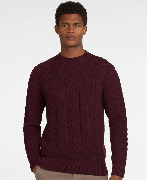 Barbour Peysa - Essential Pullover Cable - Ruby Marl