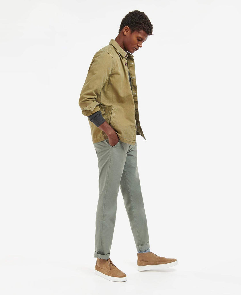 Barbour Yfirskyrta Washed Overshirt Bleached Olive Kormakur Skjoldur