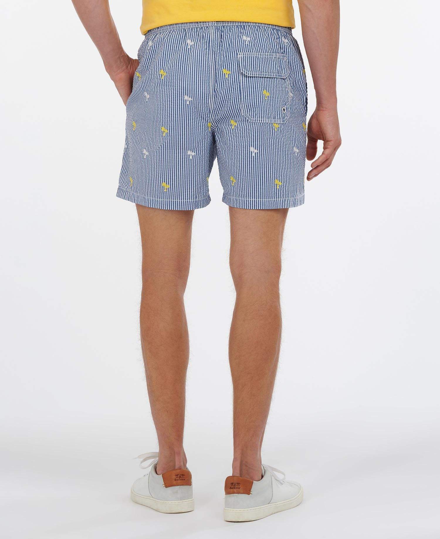 Barbour Sundbuxur - Palm Stripe Swim Short - Navy