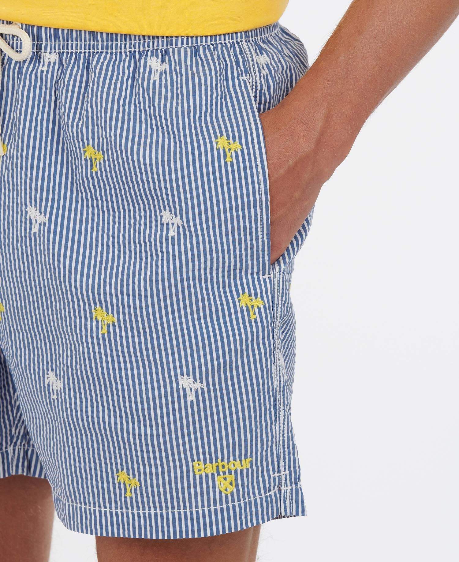 Barbour Sundbuxur - Palm Stripe Swim Short - Navy