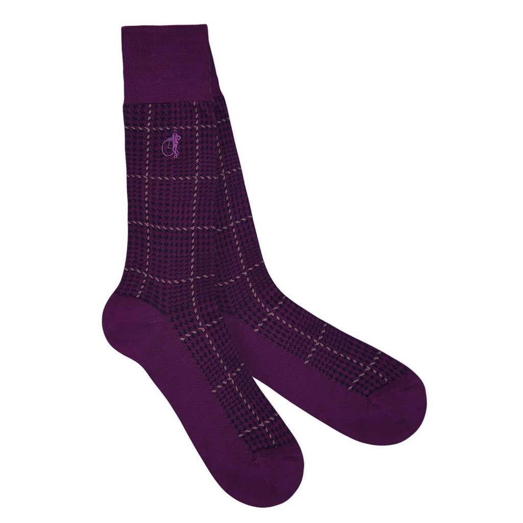London Sock - Ottaway Purple Check Sokkar- Herrafataverslun Kormáks & Skjaldar