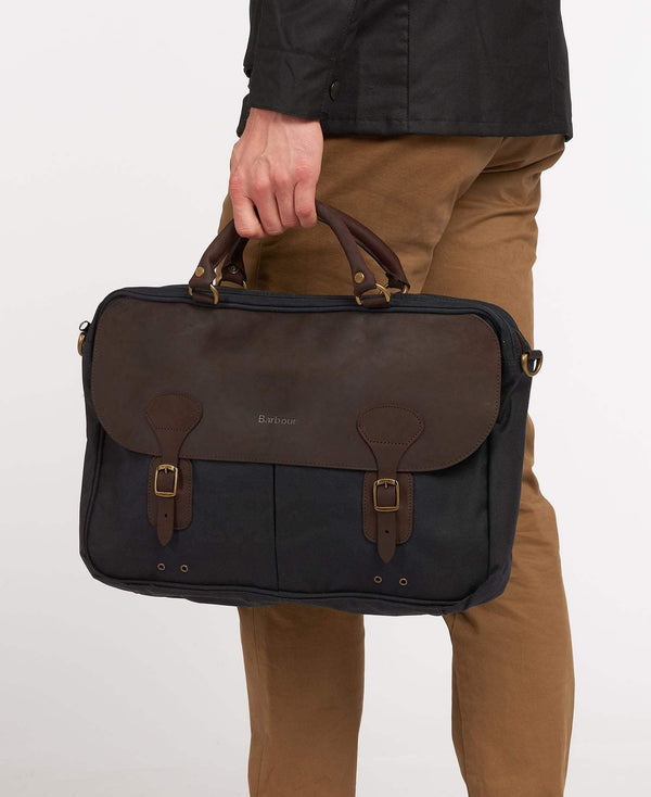 Barbour Taska - Wax Leather Briefcase - Navy