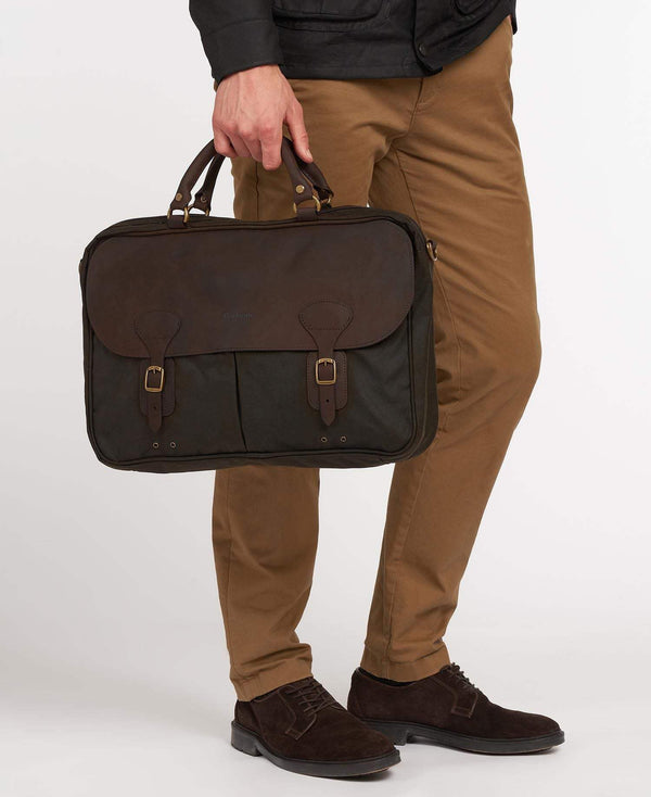 Barbour Taska - Wax Leather Briefcase - Olive