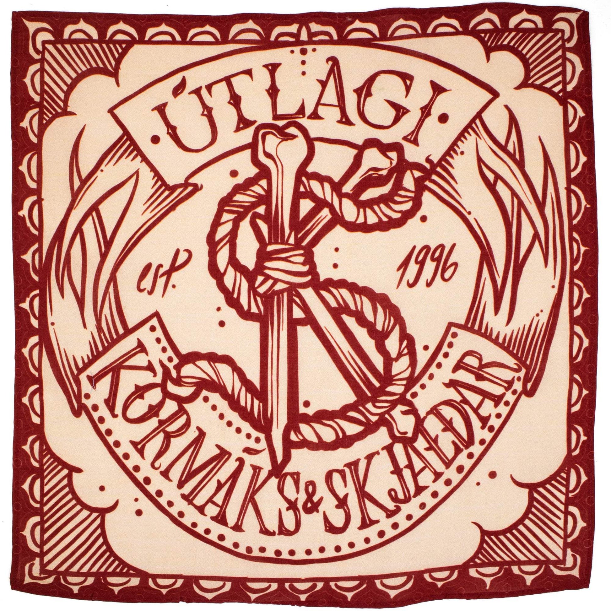 K&S Hálsklútur - Útlagi Bandana - Rauður/Rjómi - Kormákur & Skjöldur