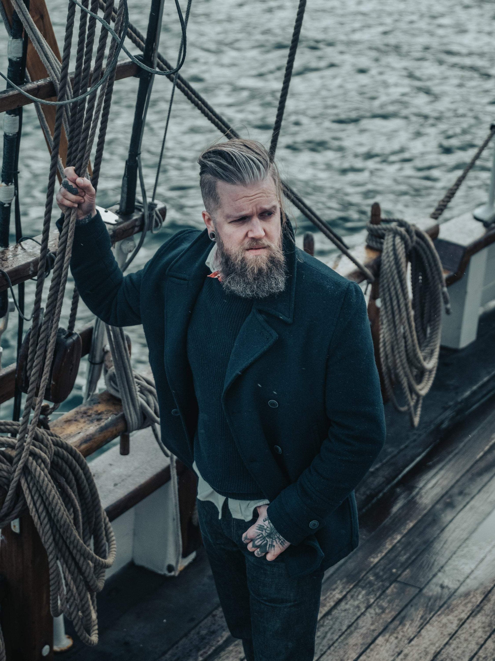 K&S Pea Coat - Sjómannajakki - Hafblár - Kormákur & Skjöldur