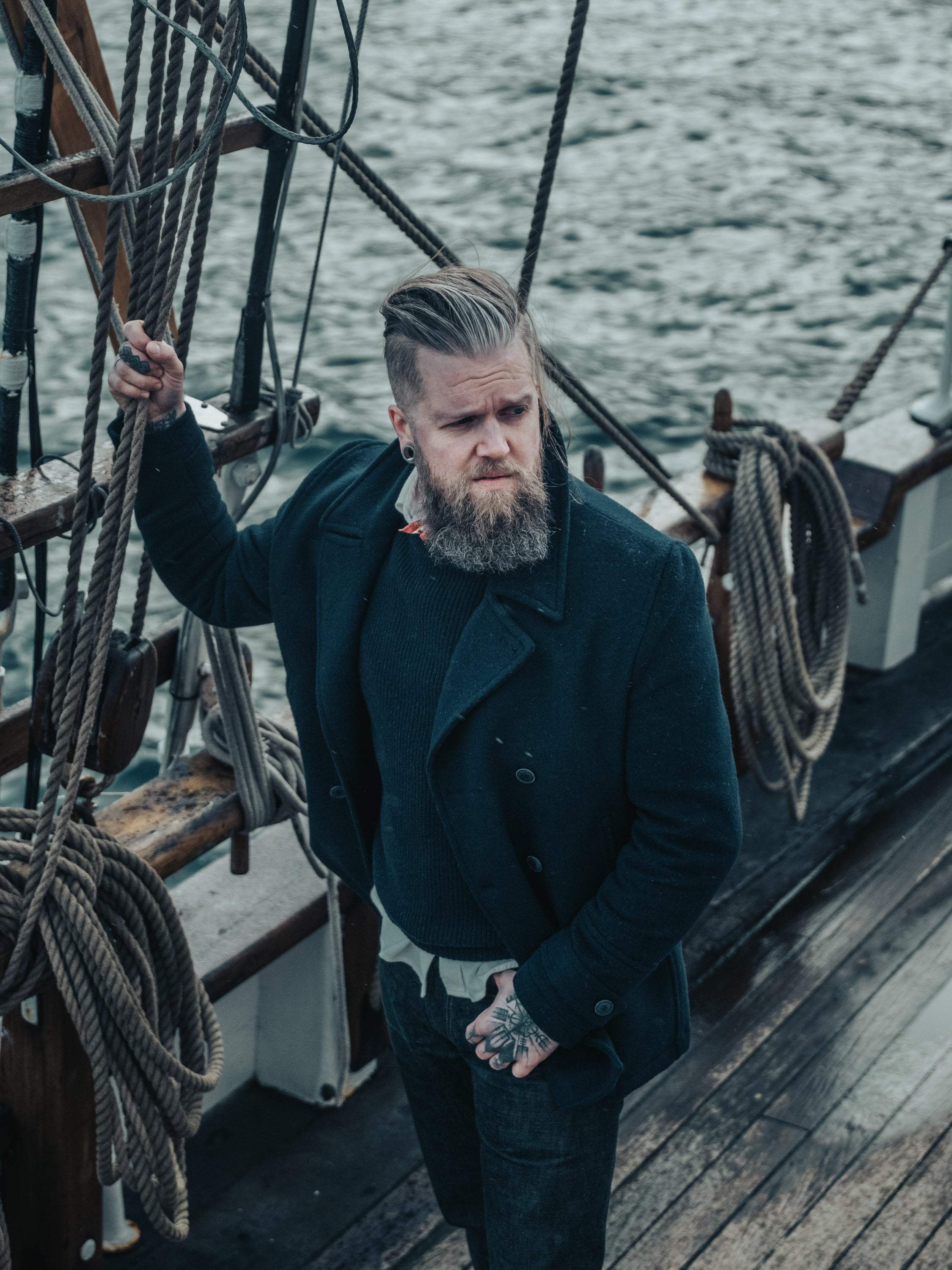 K&S Pea Coat - Sjómannajakki - Hafblár - Kormákur & Skjöldur