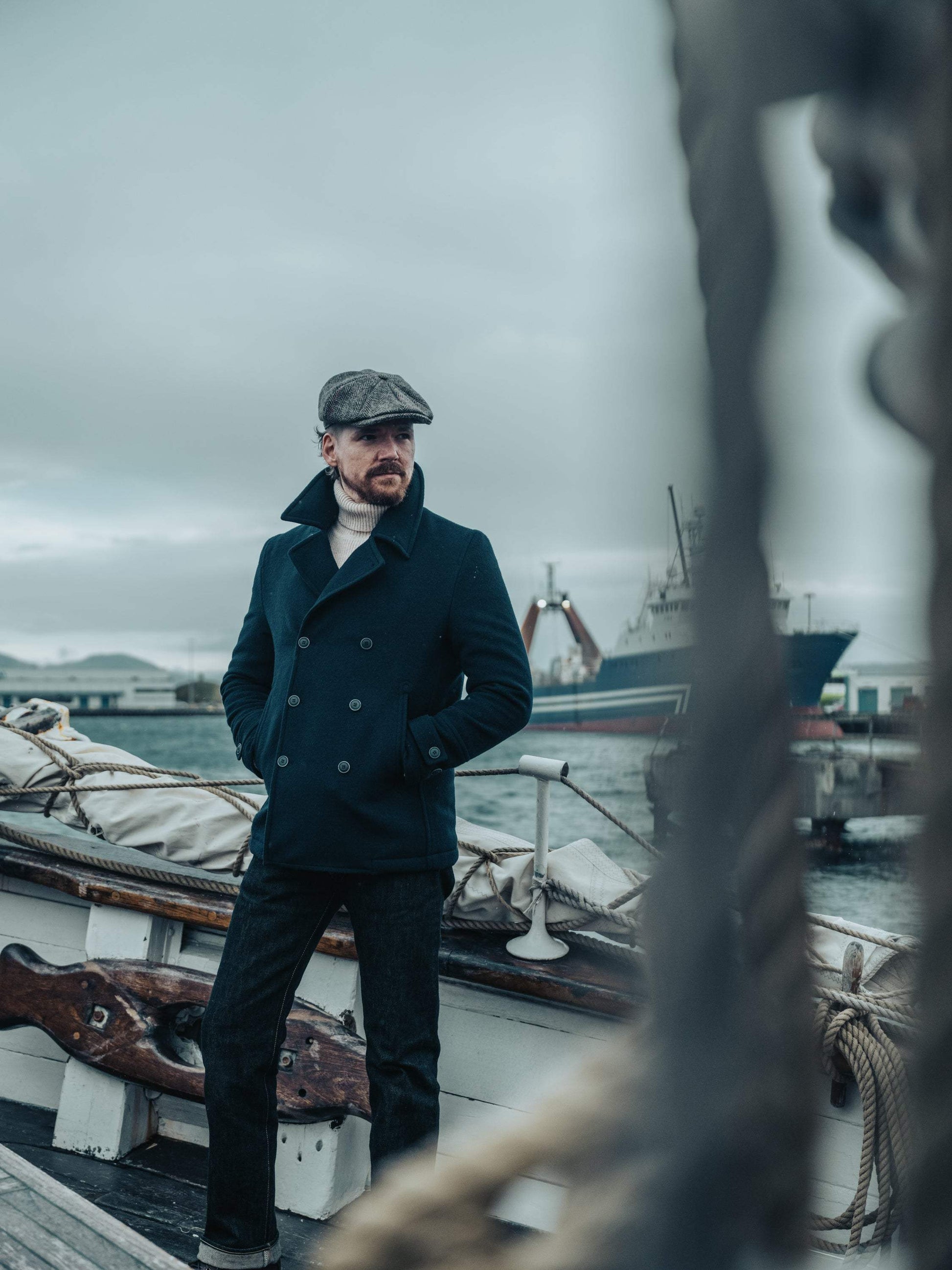 K&S Pea Coat - Sjómannajakki - Hafblár - Kormákur & Skjöldur