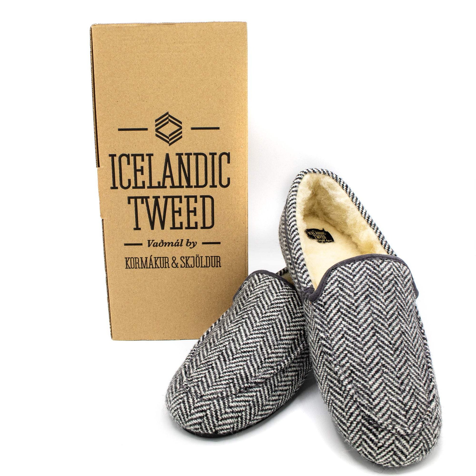 K&S Icelandic Tweed - Inniskór - Grár Fiskibeina - Kormákur & Skjöldur