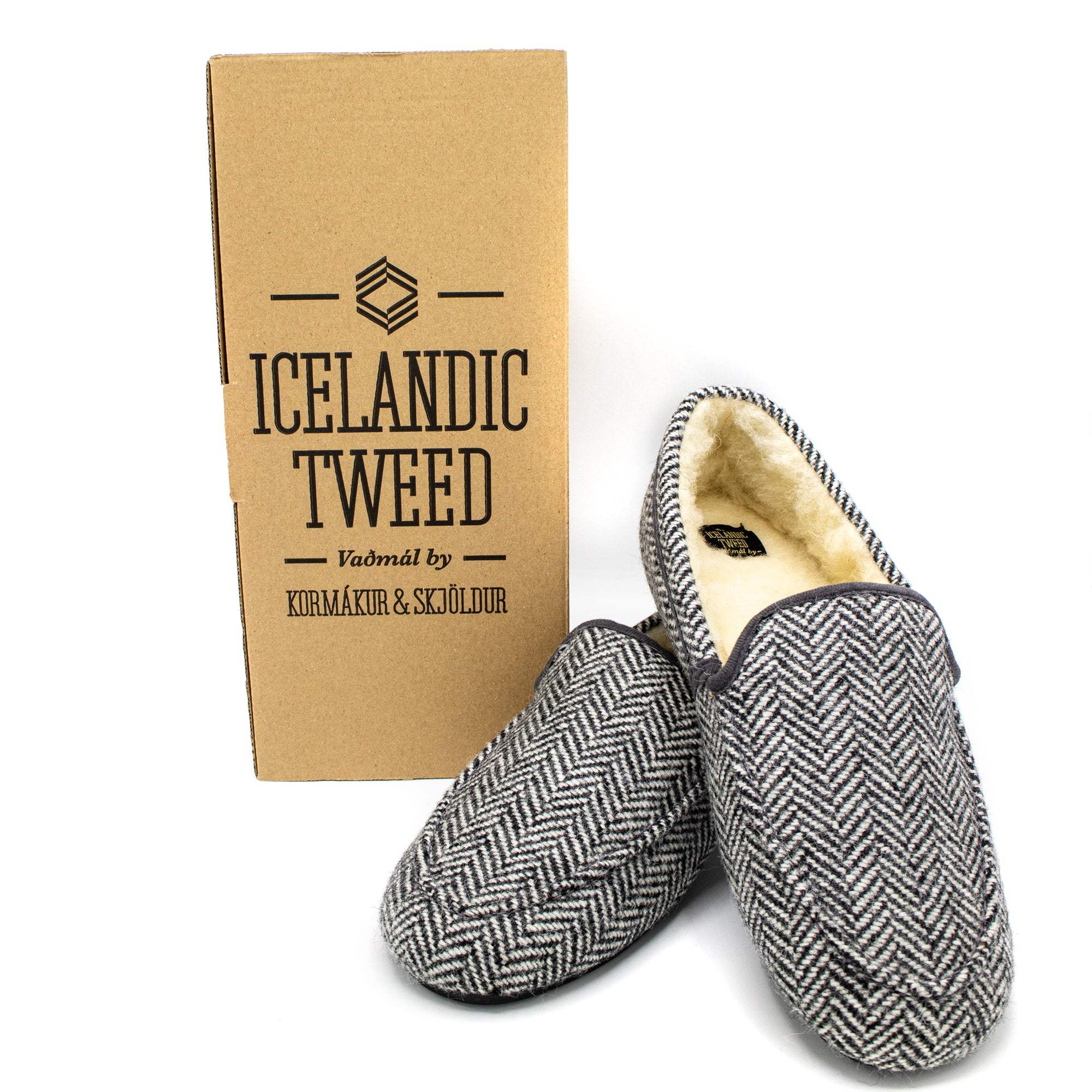 K&S Icelandic Tweed - Inniskór - Grár Fiskibeina - Kormákur & Skjöldur