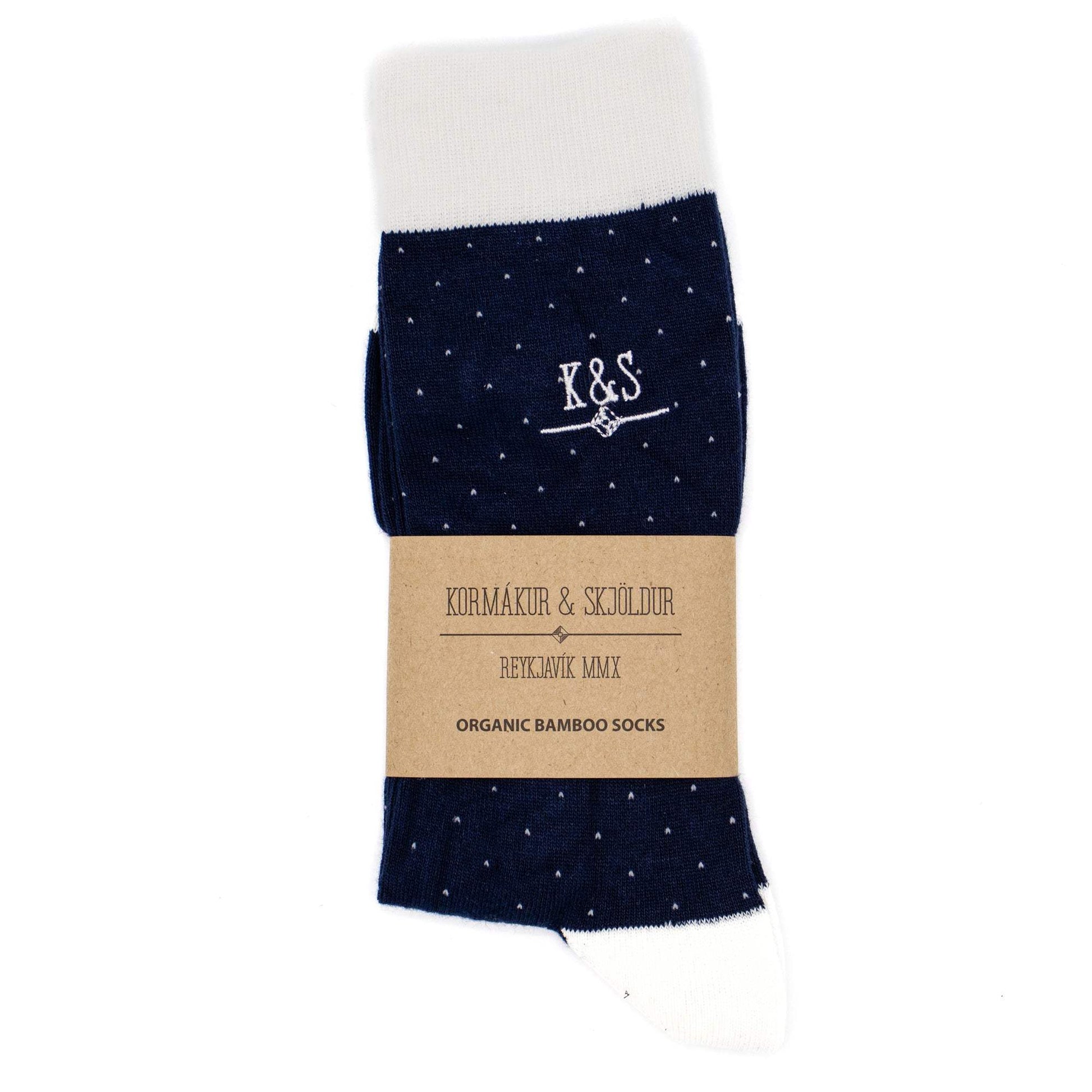 K&S Sokkar Bláir m. hvítum doppum - Kormákur & Skjöldur