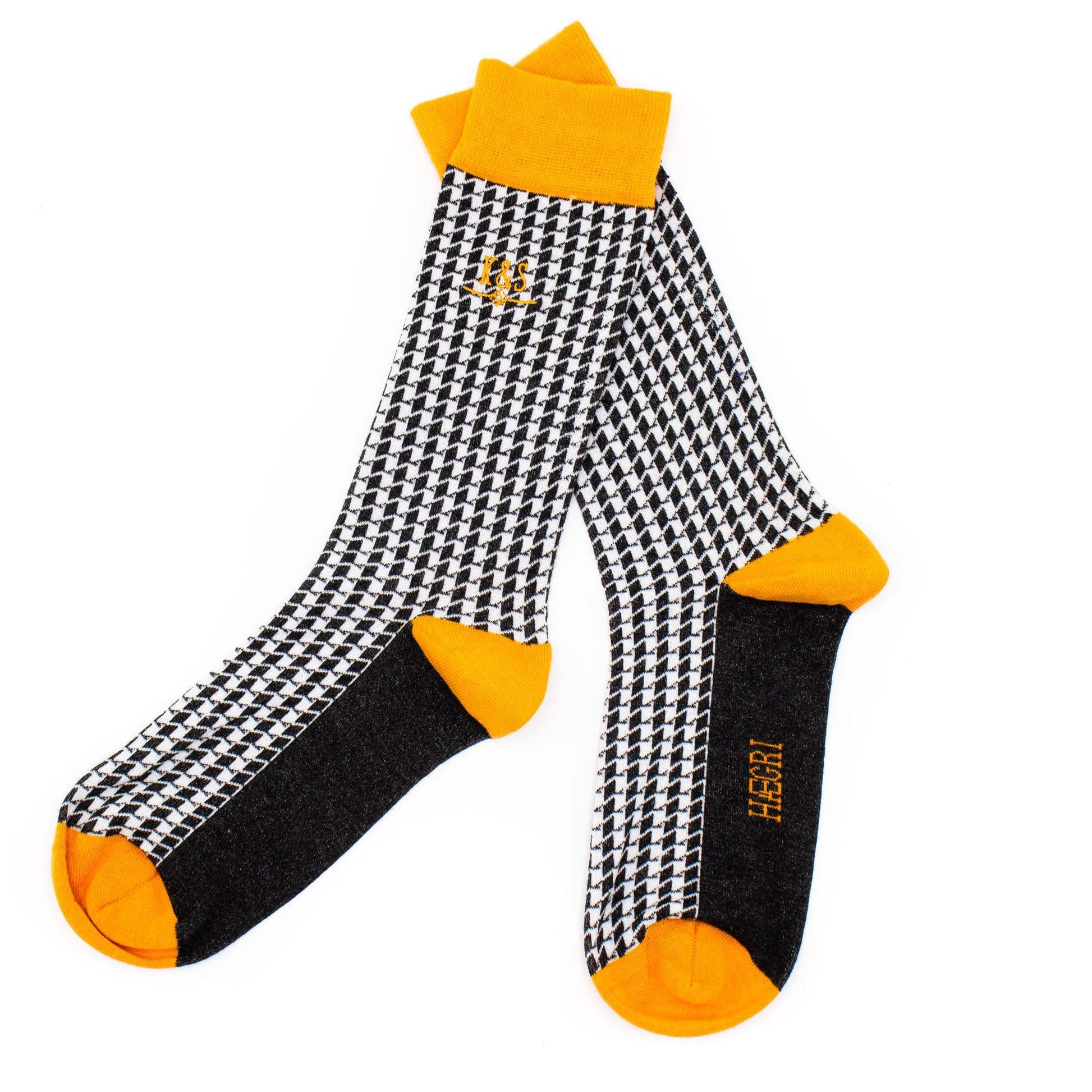 K&S Bambus Sokkar - Houndstooth m. appelsínugulu - Kormákur & Skjöldur