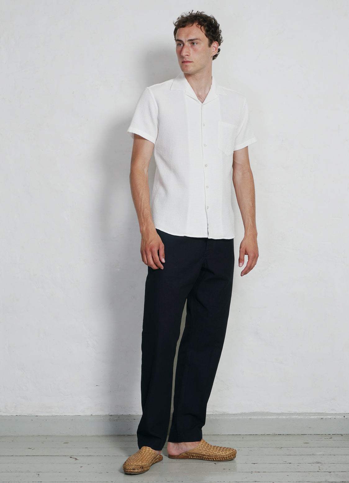 Hansen Stuttermaskyrta - Jonny - Waffle White